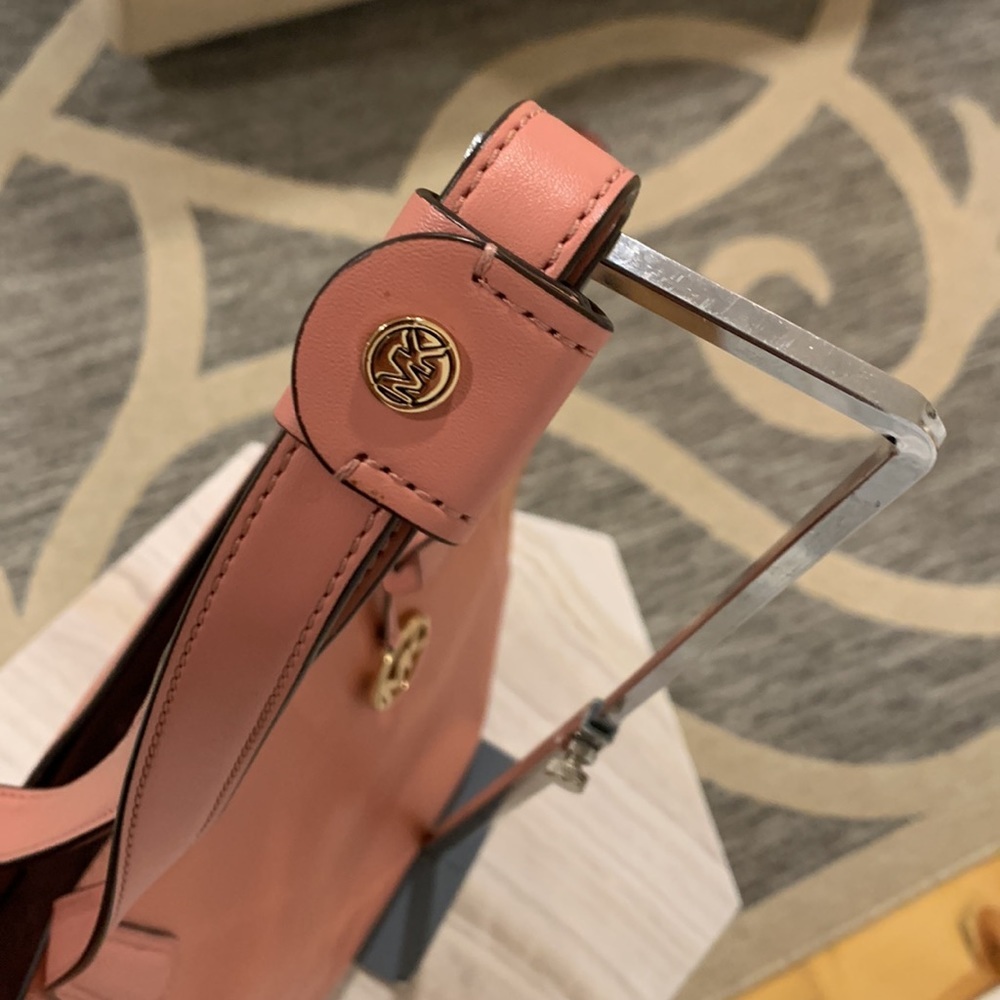 Michael Kors Bag Portia Pink Suede Leather Tote - Picture 9 of 17